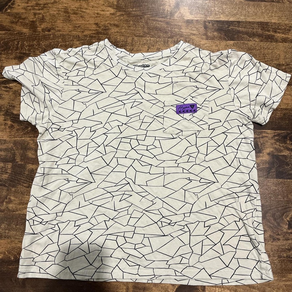 Y2K geometric print t-shirt cropped skater punk rave pattern cotton breathable L